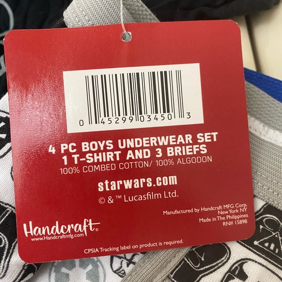 Disney Star Wars 4pc Boys Underwear Set. 1 T-Shirt 3 Briefs 100% Cot NWT - Picture 4 of 11
